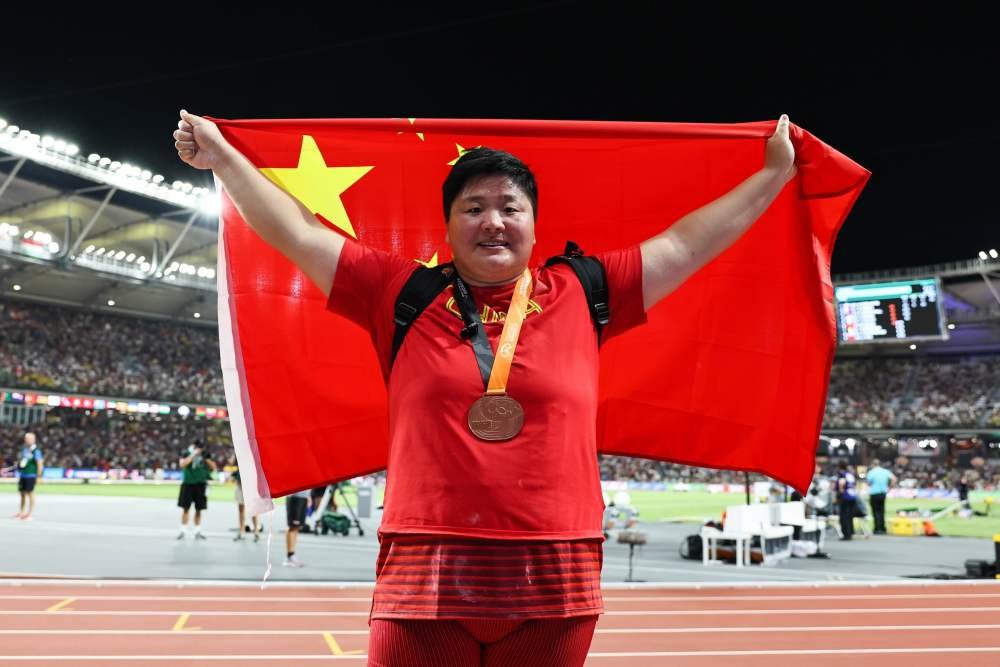 在匈牙利布达佩斯举行的2023世界田径锦标赛女子铅球决赛中,中国选手