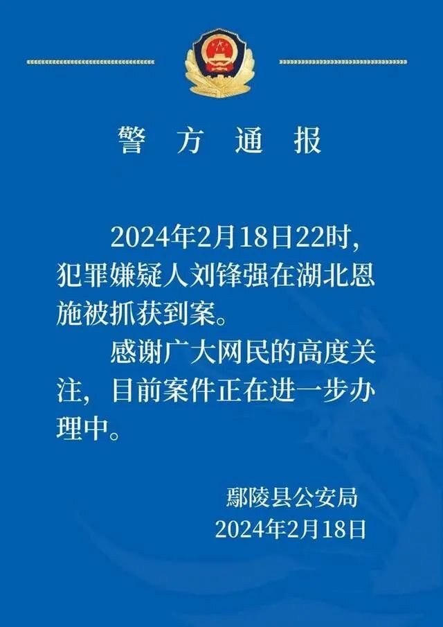 刘锋强被抓获