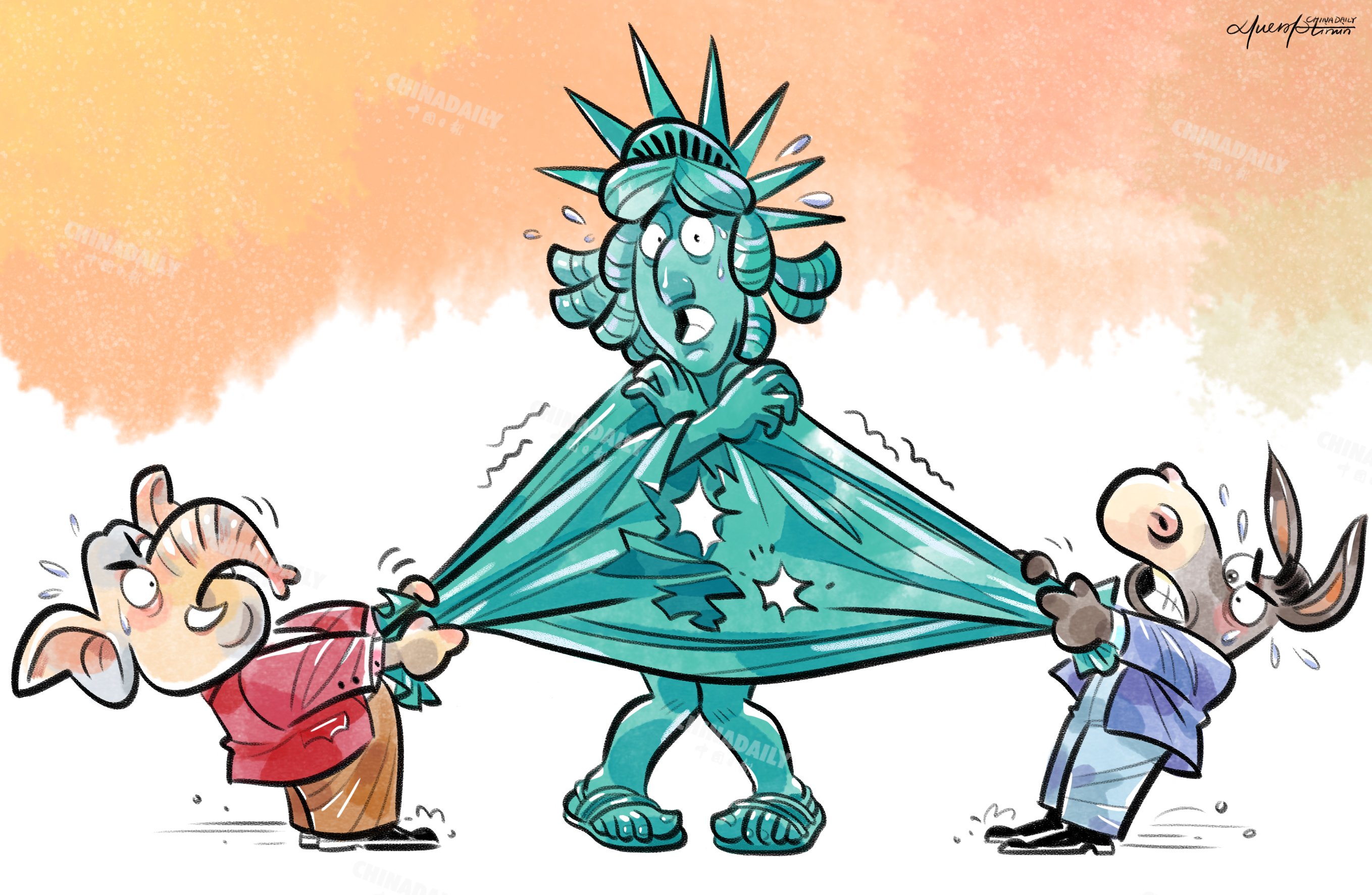 漫画党争撕破美式民主的画皮