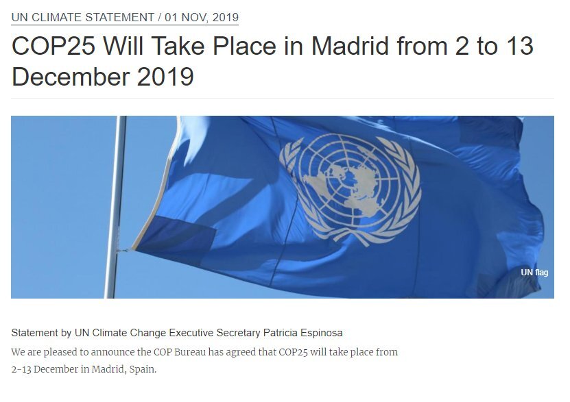 联合国气候变化大会今年将在马德里举行